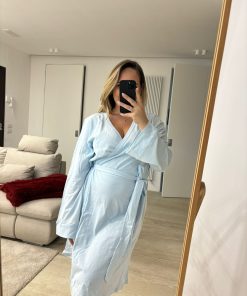 Vestaglia premaman "MAMINA" azzurro - immagine 3