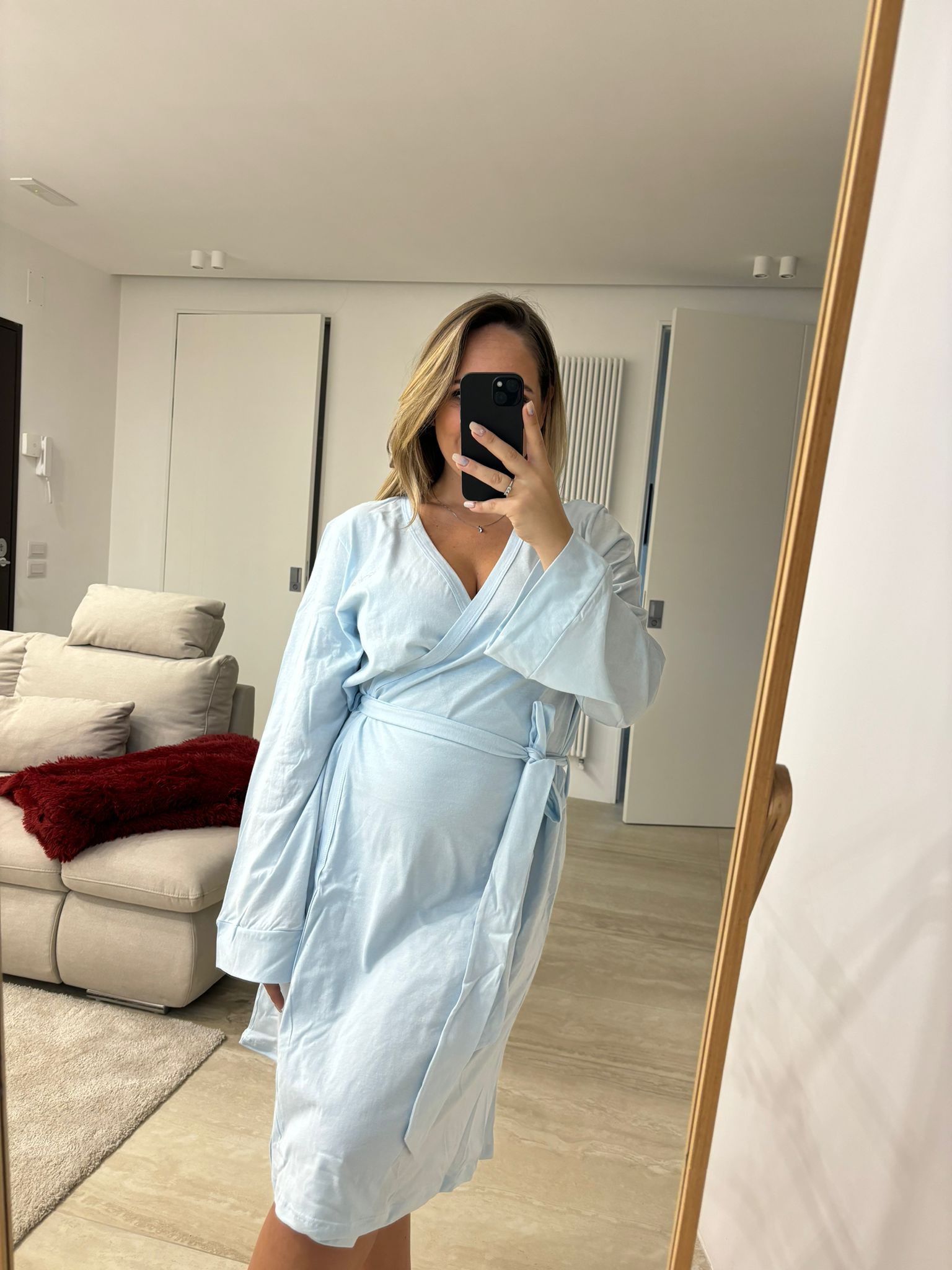 Vestaglia premaman "MAMINA" azzurro - immagine 3