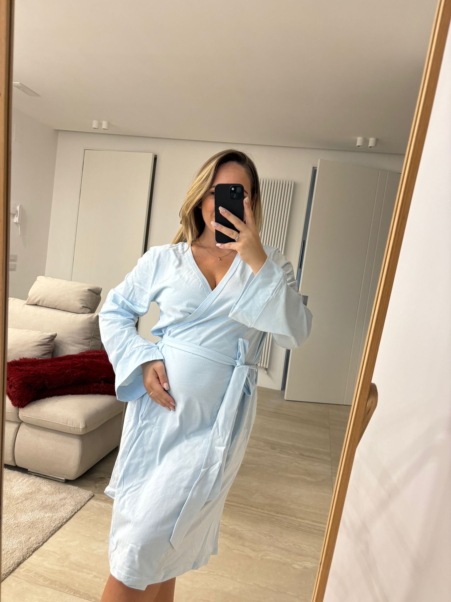 Vestaglia premaman "MAMINA" azzurro