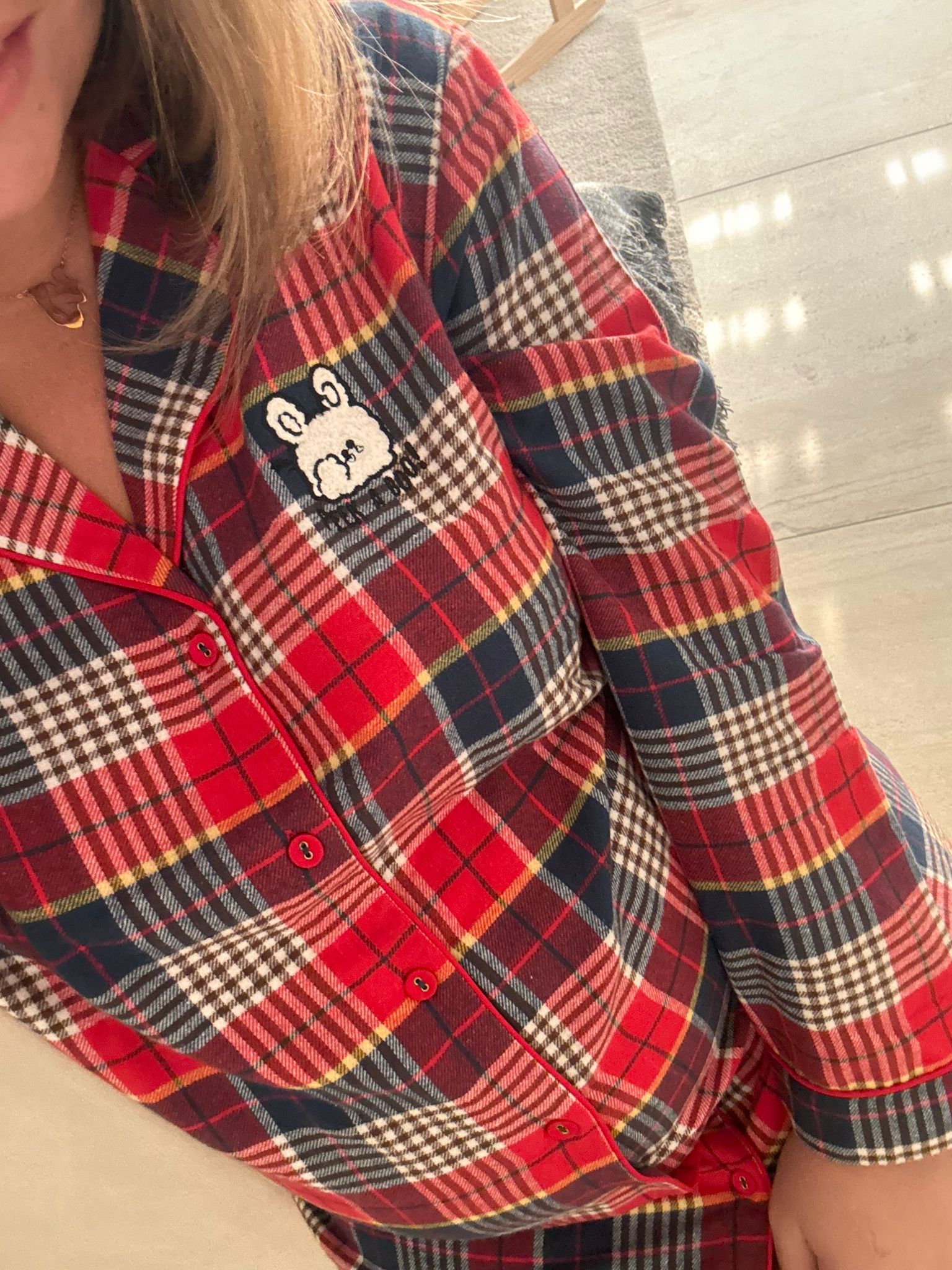 Camicia Da Notte "quadroni rosso" - immagine 3