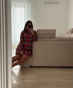 Alternative view of Camicia Da Notte "quadroni rosso"