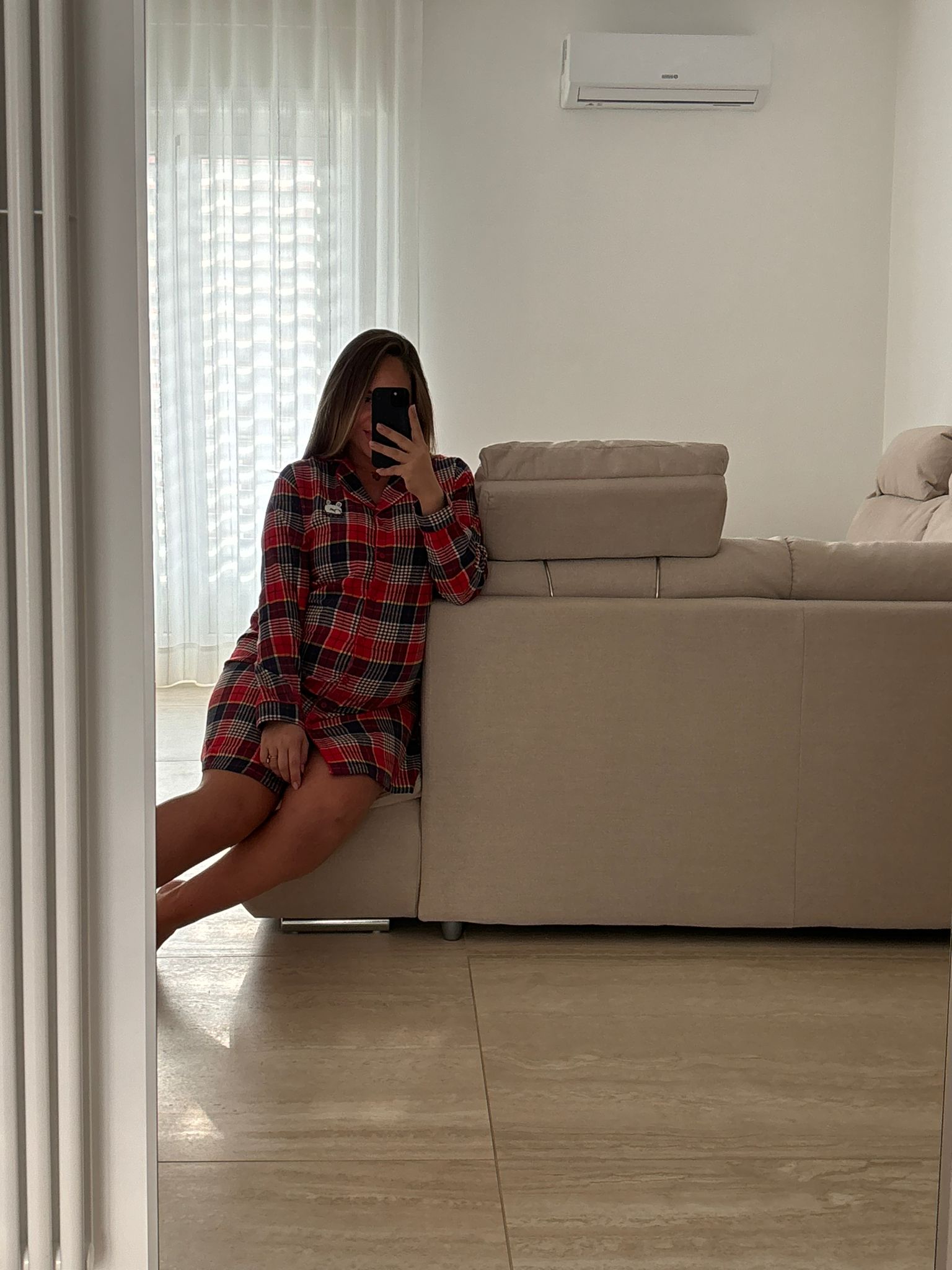 Camicia Da Notte "quadroni rosso" - immagine 2