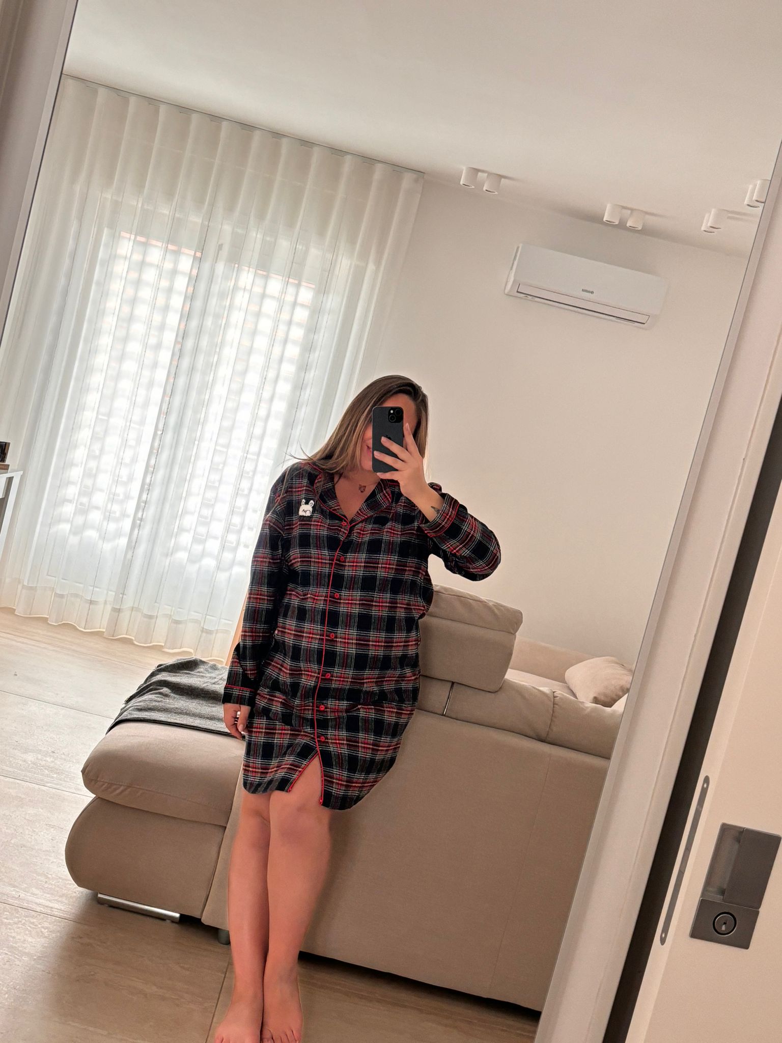 Camicia Da Notte "quadroni nero" - immagine 3