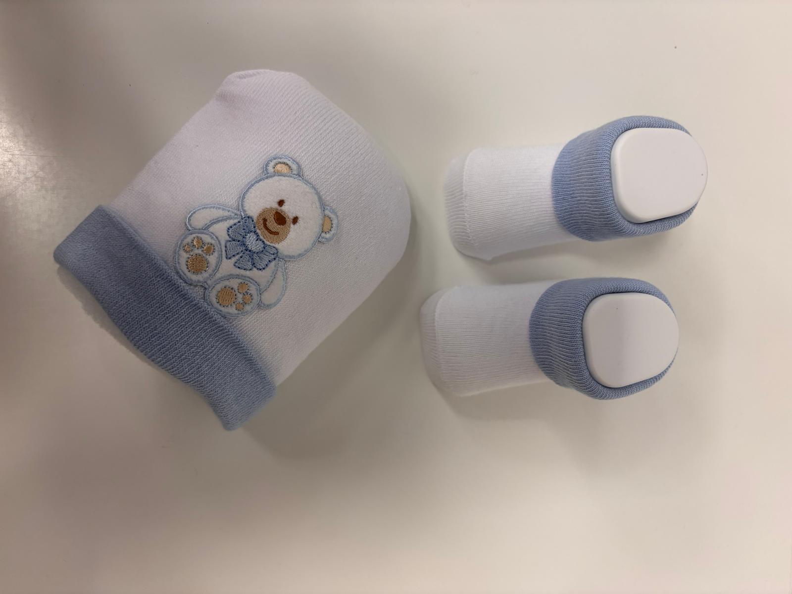 Berretto + Scarpette "orsetto azzurro" - immagine 2