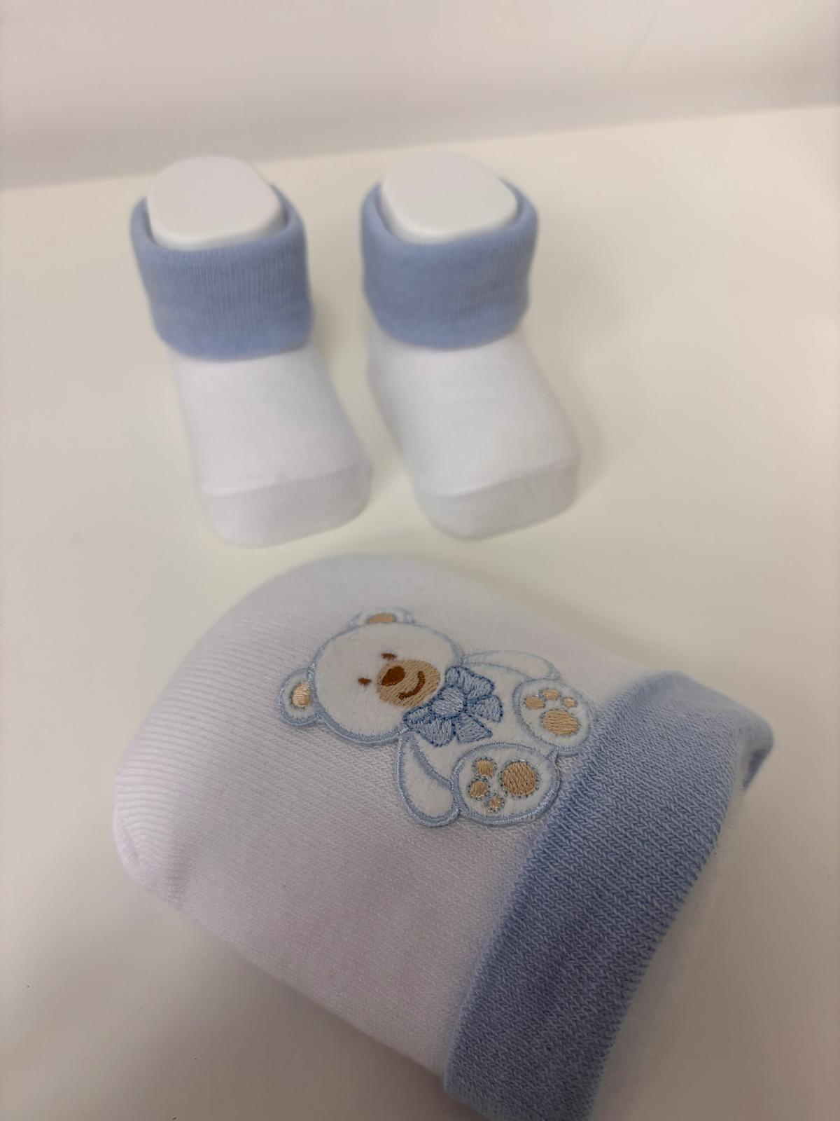 Berretto + Scarpette "orsetto azzurro"