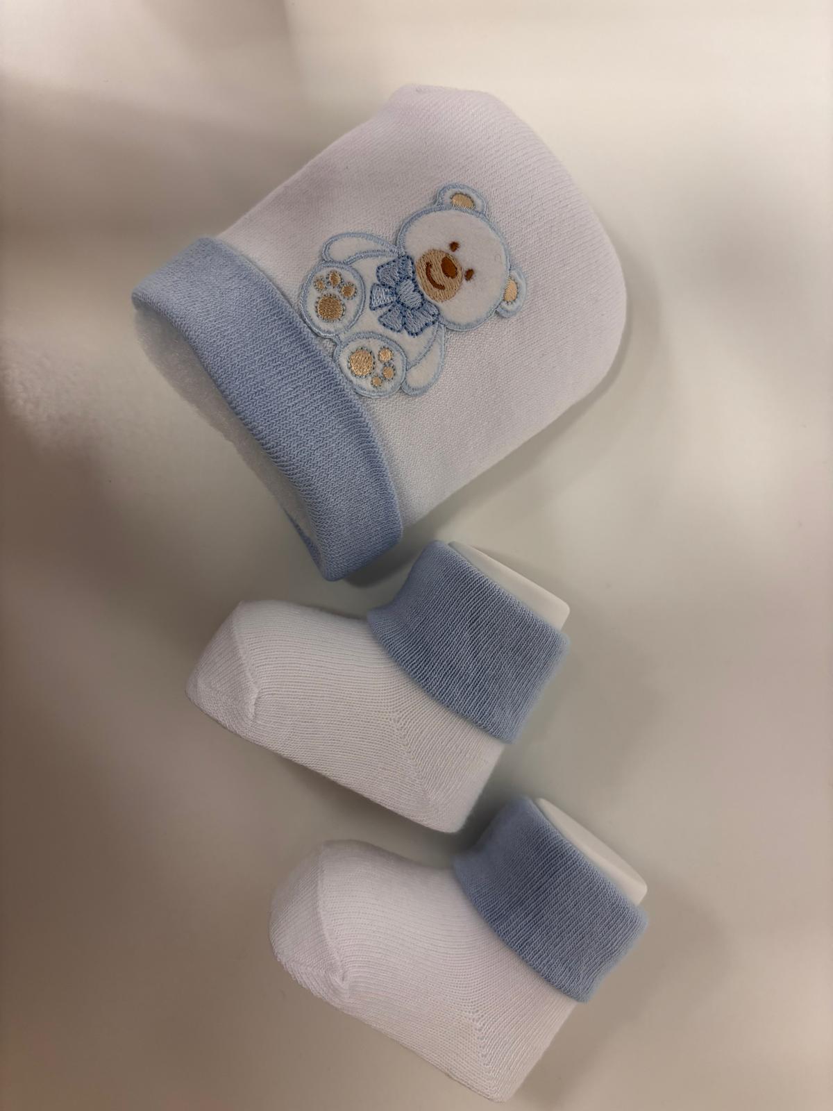 Berretto + Scarpette "orsetto azzurro" - immagine 3