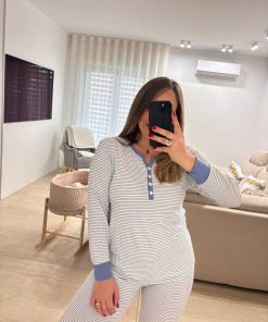 Pigiama Mini Righe "azzurro" - immagine 3