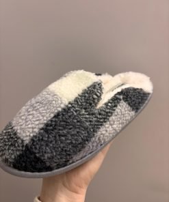 pantofole quadroni "grigio" - immagine 4
