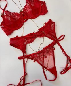 coordinato rosso con brillantini - immagine 4