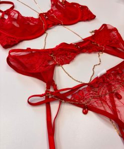 coordinato rosso con brillantini - immagine 5