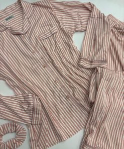 Alternative view of pigiama a righe "rosa" in cotone