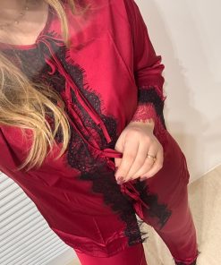 Alternative view of pigiama in raso Fiocchi "bordeaux"