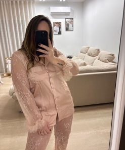 Pigiama tulle&merletto "cipria"