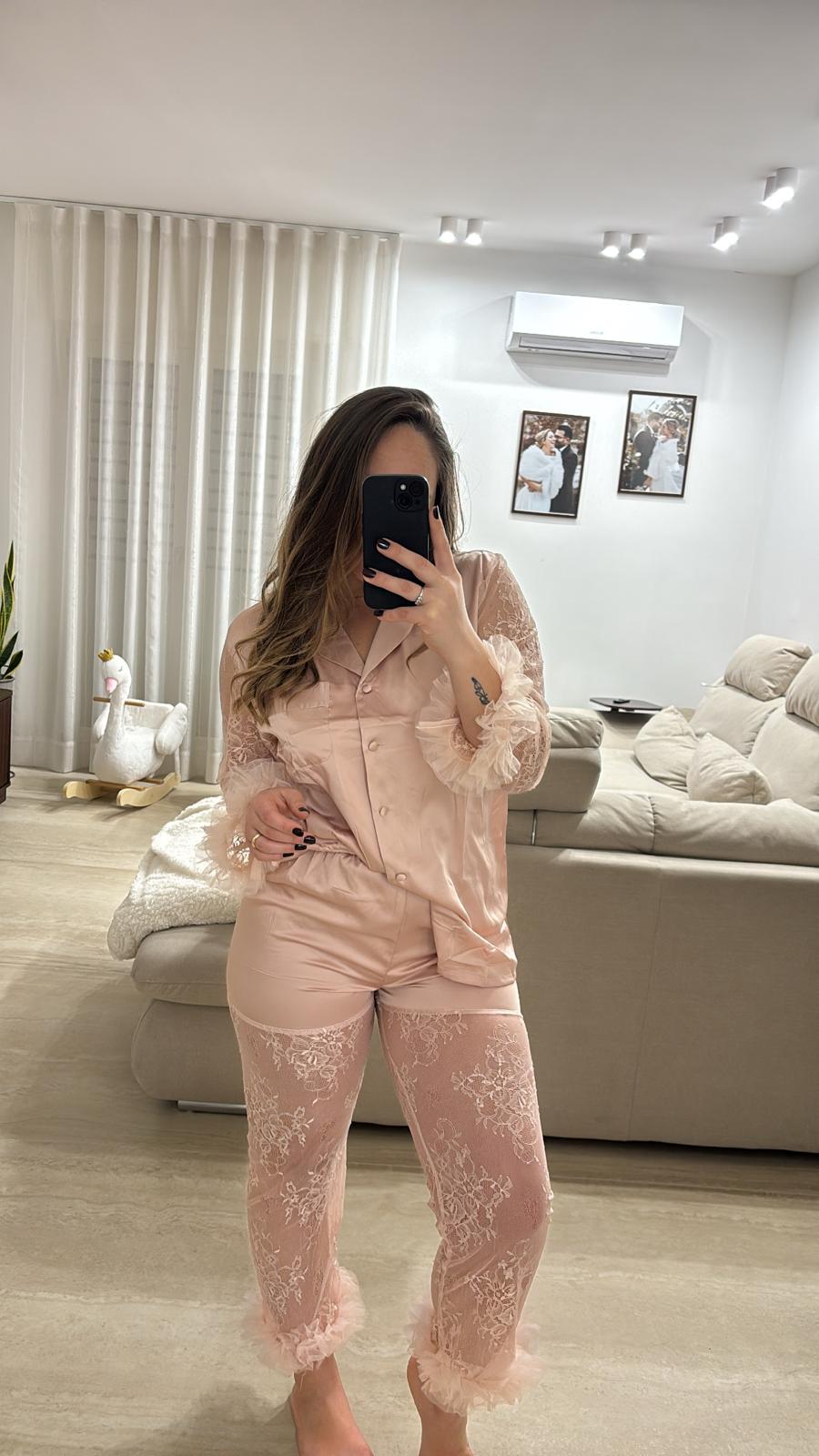 Pigiama tulle&merletto "cipria" - immagine 2
