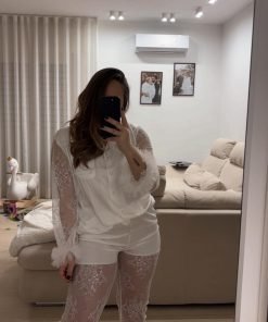 Pigiama tulle&merletto "bianco" - immagine 3